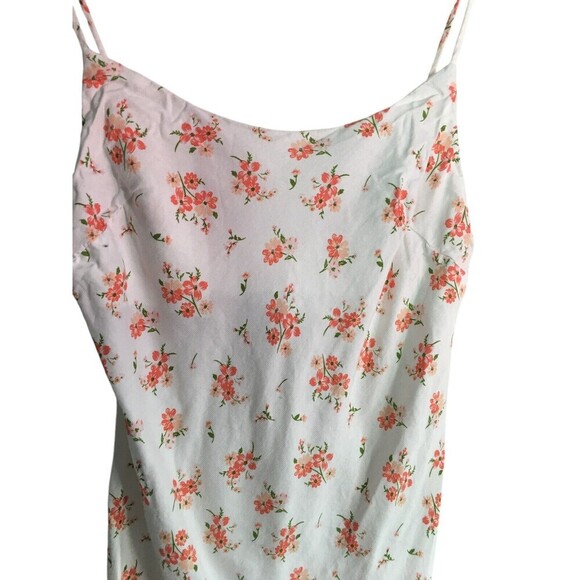 Asos Mini Dress Women's Size 2 White Orange Floral Sleeveless Linen Blend - Picture 2 of 7